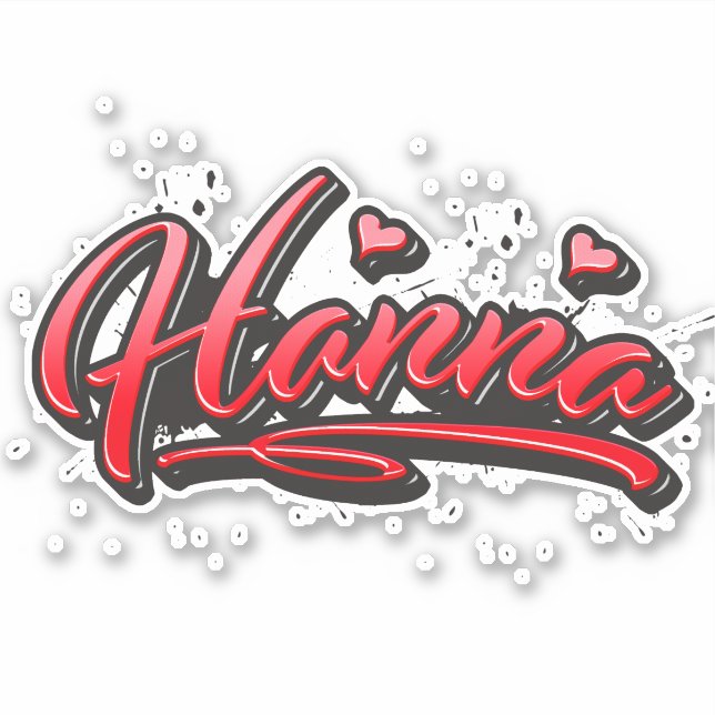 Hanna red Heart Graffiti Autocollants (Devant)