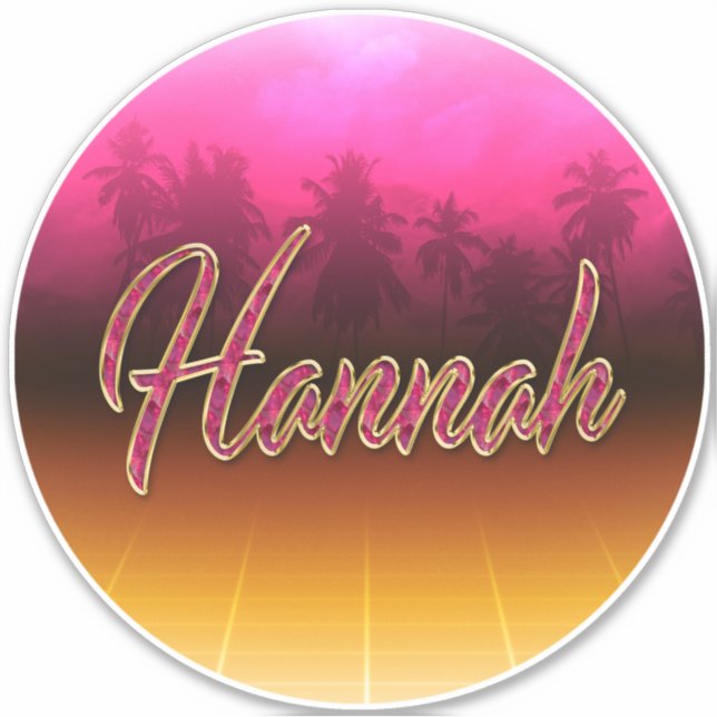 Hannah first name golden pink sticker decals (Front)