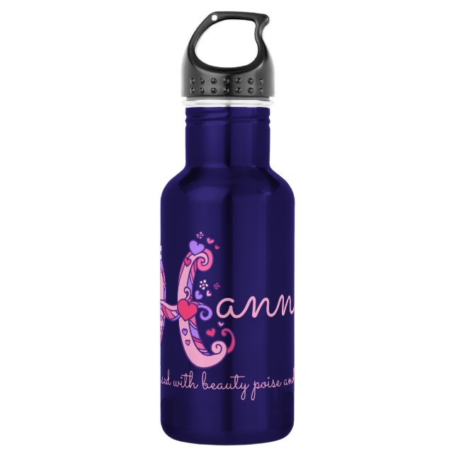 Hannah girls name and meaning letter H bottle (Front)