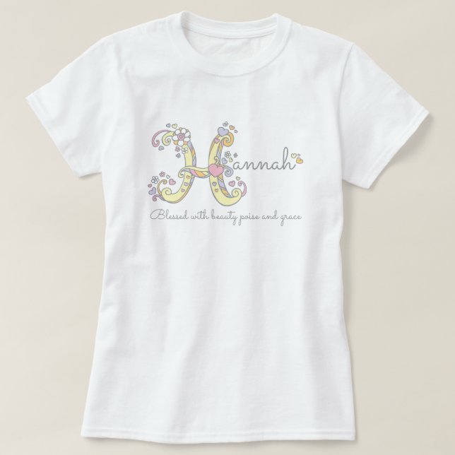 Hannah girls name decorative custom meaning T-Shirt (Design Front)