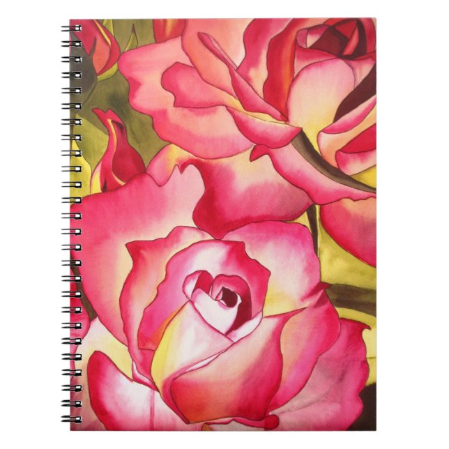 Hannah Gordon pink rose watercolor art Notebook (Front)