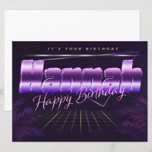 Hannah Name First name lila retro Map Birthday Card