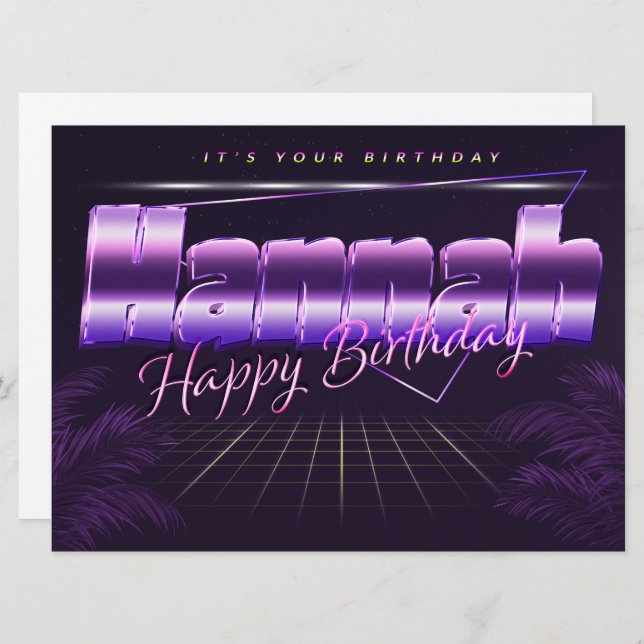 Hannah Name first name lilac retro card birthday (Front/Back)