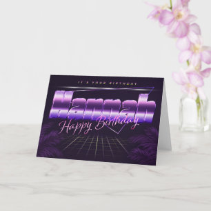 Hannah Nom Prénom carte rétro lilas Anniversaire