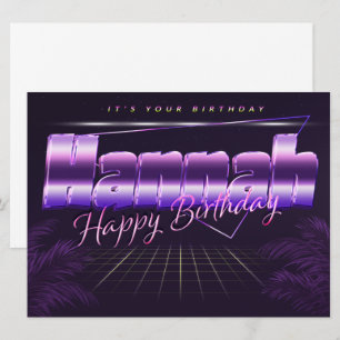 Hannah Nom Prénom carte rétro lilas Anniversaire