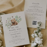 HANNAH QR Vintage We Can Bearly Wait Baby Shower Invitation<br><div class="desc">This vintage we can bearly wait baby shower invitation from the Hannah Collection is perfect for a backyard baby shower. This cute boho design with a gender neutral animal theme features a baby bear with bumble bees, white flowers and summer greenery on a vintage cream background. Personalize the back with...</div>