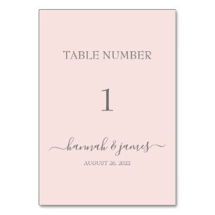 Hannah Romantic Blush Pink Calligraphy Table Number
