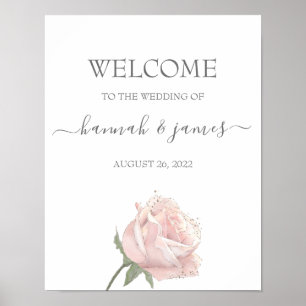Hannah   Romantic Rose Calligraphy Welcome Wedding Poster