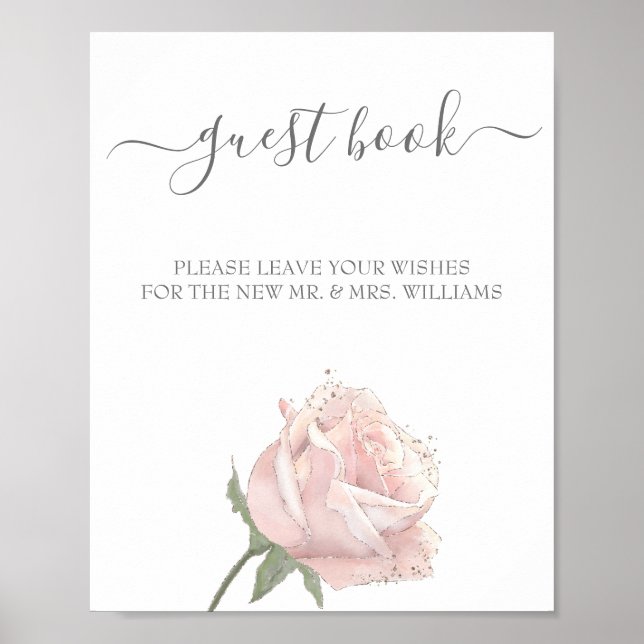 Hannah | Rose Calligraphie Mariage Livre d'or Sign (Devant)