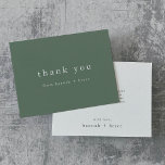 HANNAH Unique Sage Green Minimalist Modern Simple Thank You Card<br><div class="desc">This unique sage green minimalist modern simple thank you card from the Hannah Collection is perfect for a minimalistic wedding or any time you want to send a message of appreciation. The dark forest green design features modern boho unadorned typography with a unique minimalist style. Personalize the back of your...</div>