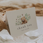 HANNAH Vintage Bear Bee Boho Woodland Baby Shower Thank You Card<br><div class="desc">This vintage bear and bee boho woodland baby shower thank you card is perfect for a backyard baby shower. This cute boho design with a gender neutral animal theme features a baby bear with bumble bees, white flowers and summer greenery on a vintage cream background. Personalize the inside of your...</div>