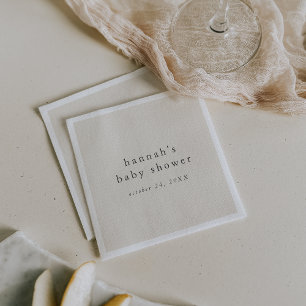 HANNAH Vintage Cream Rustic Simple Baby Shower Napkin