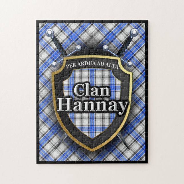 Hannay Clan Tartan Swords and Shield Jigsaw Puzzle (Vertical)