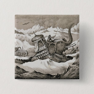 Hannibal (247-c.183 BC) and his war elephants cros 2 Inch Square Button