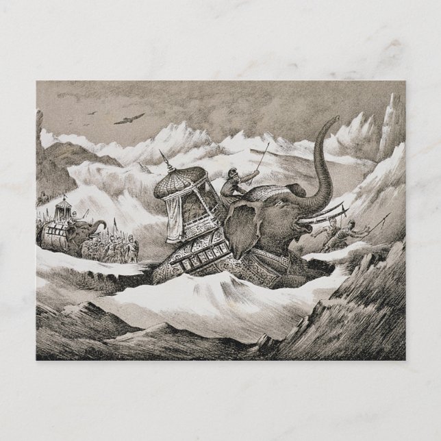 Hannibal (247-c.183 BC) and his war elephants cros Postcard (Front)