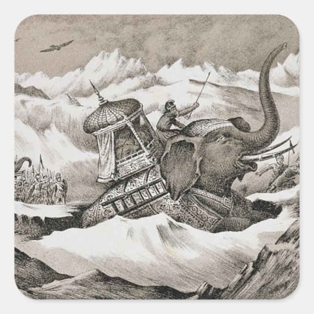 Hannibal (247-c.183 BC) and his war elephants cros Square Sticker (Front)