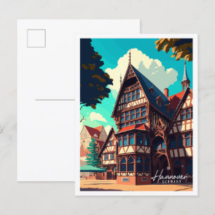 Hannover Germany vintage travel illustration Postcard