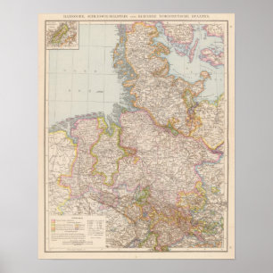 Hannover, SchleswigHolstein, North Germany Map Poster