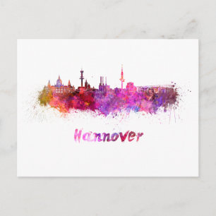 Hannover skyline in watercolor postcard