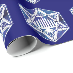 Hannukah Menorah and Star Wrapping Paper