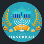 Hannukah Menorah Classic Round Sticker<br><div class="desc">Celebrate Hanukkah</div>