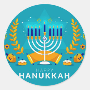 Hannukah Menorah   Classic Round Sticker