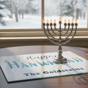 Hannukah Menorah Drip Board Candle Placemat