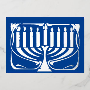 Hannukah menorah foil holiday card