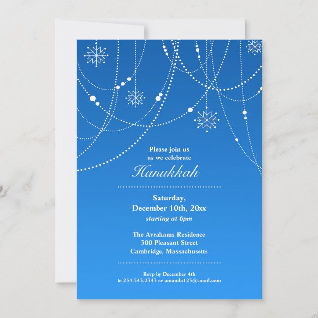 Hannukah Party Flat Invitation (Front)