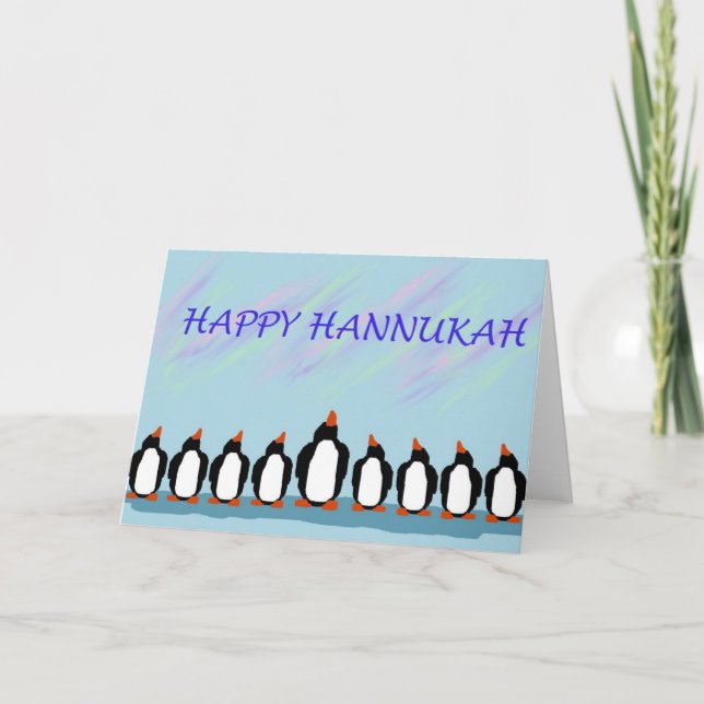 Hannukah penguins holiday card (Front)