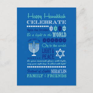 Hannukah typography collage art postcard