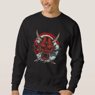 Hannya Mask Japanese Wave Katana Sword Samurai War Sweatshirt