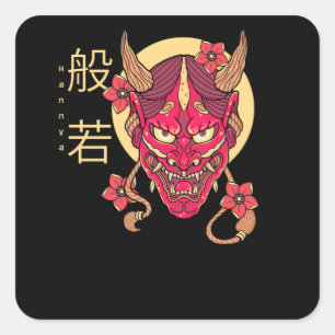 Hannya Mask Square Sticker