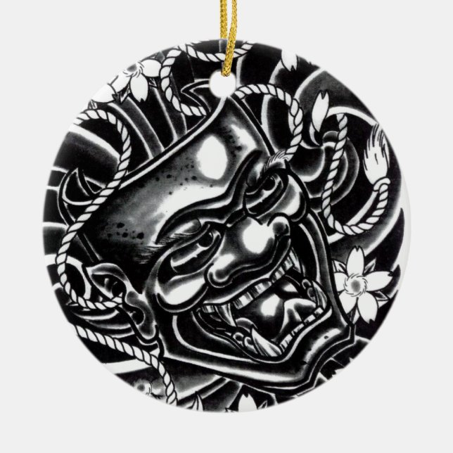 Hannya Mask Tattoo Design Ceramic Ornament (Front)