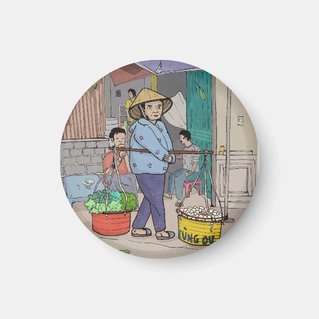 Hanoi Street Hawker Vietnam Magnet (Front)