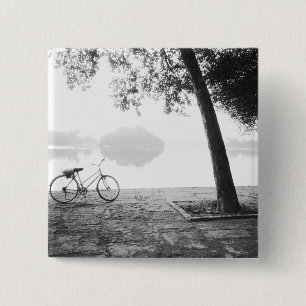 Hanoi Vietnam, Bicycle & Bay Mau Lake Lenin Park 2 Inch Square Button