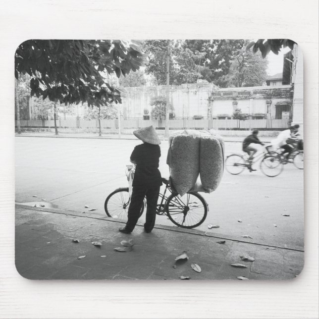 Hanoi Vietnam, Bicyle Delivery Woman (NR) Mouse Pad (Front)