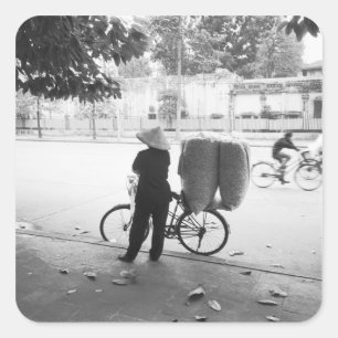 Hanoi Vietnam, Bicyle Delivery Woman (NR) Square Sticker