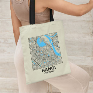 Hanoi, Vietnam, City Map Tote Bag