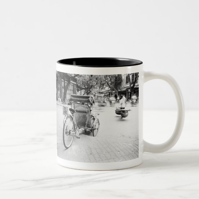 Hanoi Vietnam, Cyclo in Old Hanoi Two-Tone Coffee Mug (Right)