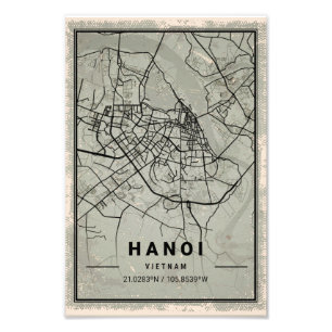 Hanoi vietnam map print poster canvas