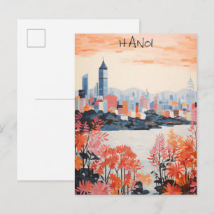 Hanoi Vietnam Travel City Painting Aesthetic Postcard