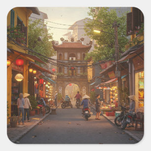 Hanoi Vietnam Travel Square Sticker