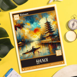 Hanoi, Vietnam   Vintage Painting Postcard