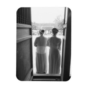 Hanoi Vietnam, Women in Traditional Dress Temple Magnet