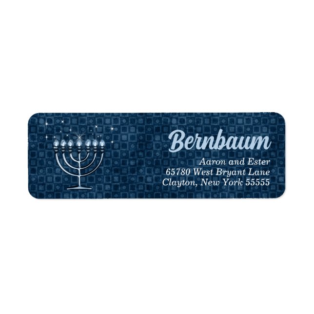 Hanoukka Bright Menorah Adresse Bleue Traditionnel (Devant)