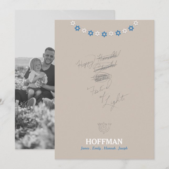 Hanoukka Channukah Carte photo (Devant / Derrière)