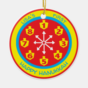Hanoukka Chanukah COLORÉ 8 NUITS CRAZY Ornement