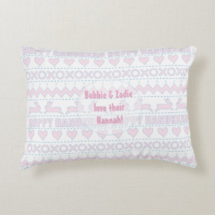 Hanoukka Coussin "Hoppy Hanoukka" rose/bleu