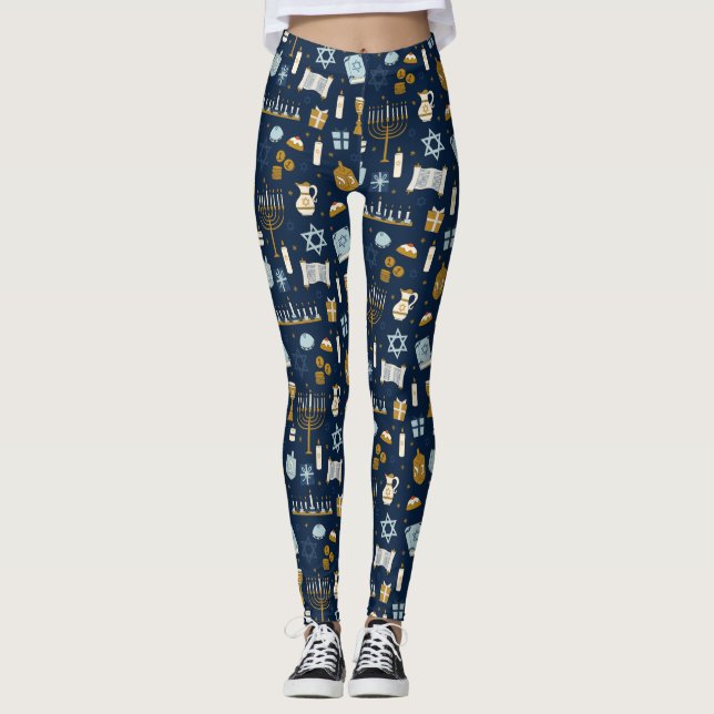 Hanoukka Doodles jolies Leggings illustrés (Devant)